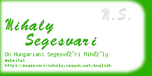 mihaly segesvari business card